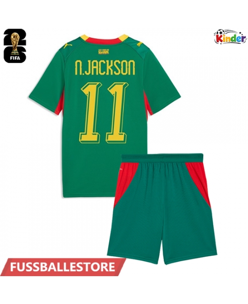 Günstige Senegal Nicolas Jackson #11 Auswärts Trikotsatzt Kinder WM 2026 Kurzarm (+ Kurze Hosen)